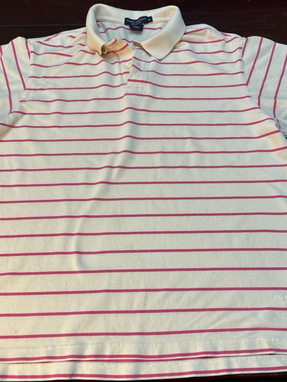 Daniel Cremieux Cream Polo with Pink Stripes
